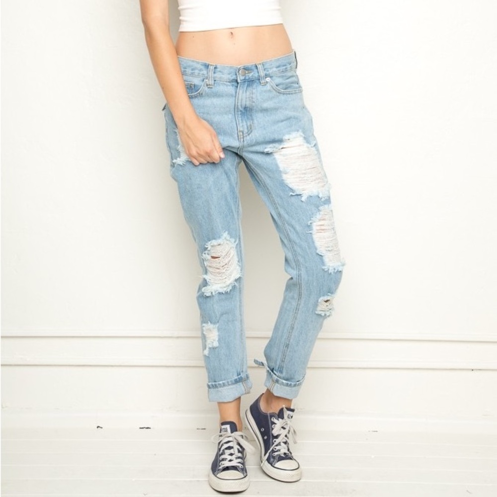 Brandy Melville Distressed Light Wash Jeans